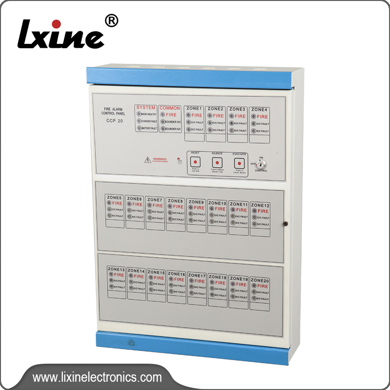 20 Zones Fire alarm control panel with backup battery LX-...