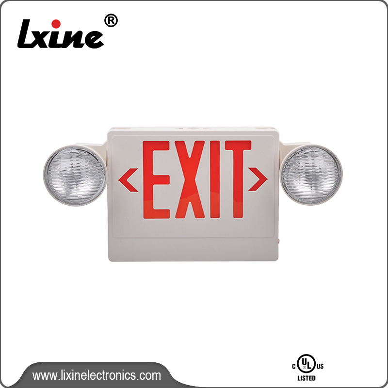Exit light with two spot lamps LX-7602G/R
