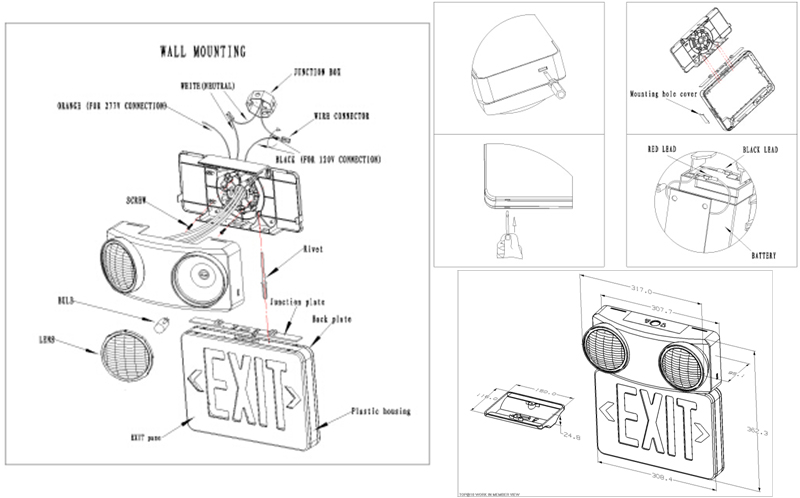 UL Exit Sign Emergency Light Combo LX-7501G R (1)