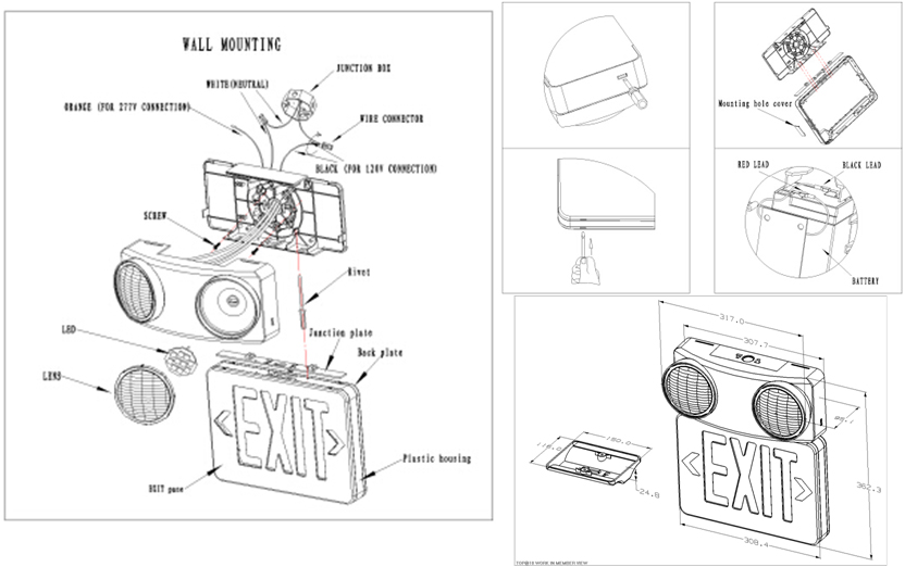 UL LED Exit Sign Emergency Light Combo LX-7501LG (
