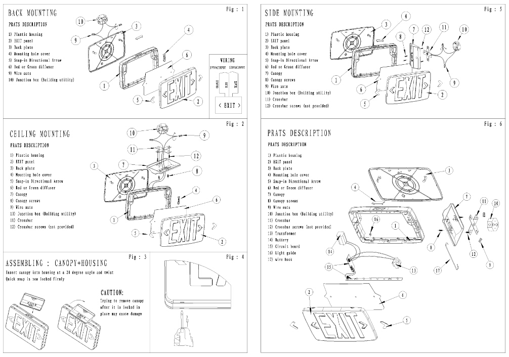 UL Exit Sign LX-755A12R G (1)